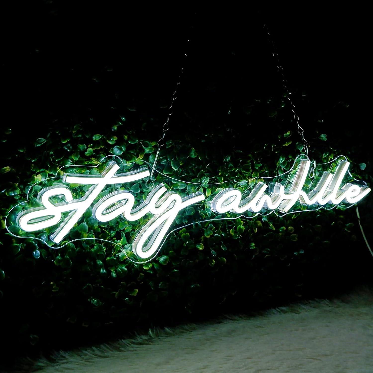 Lighting Decoration In Bedroom - Stay Awhile Neon Signs USB Dimmable
