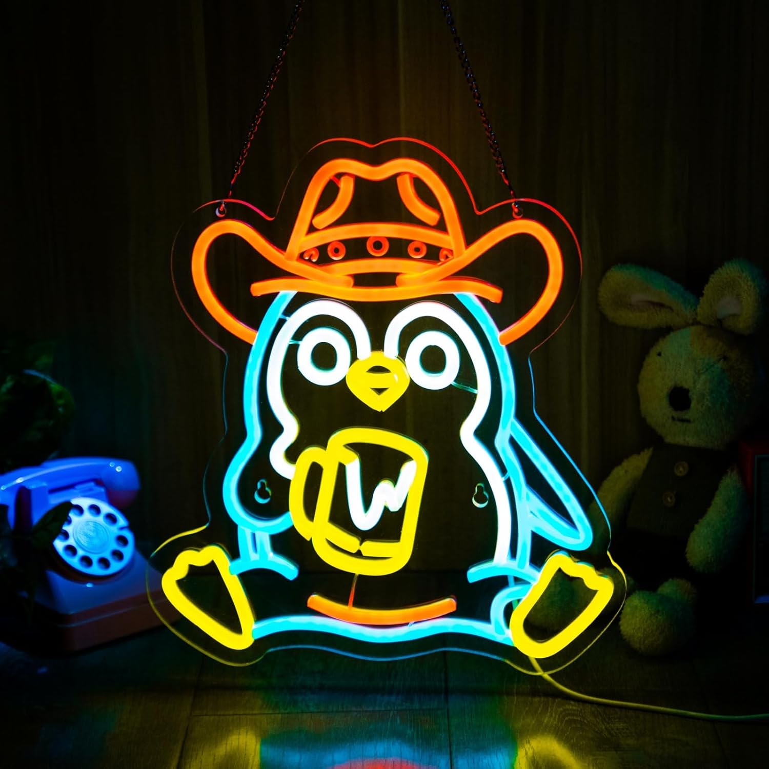 Lighting Decoration In Bedroom - Penguin Neon Sign USB Powered Led