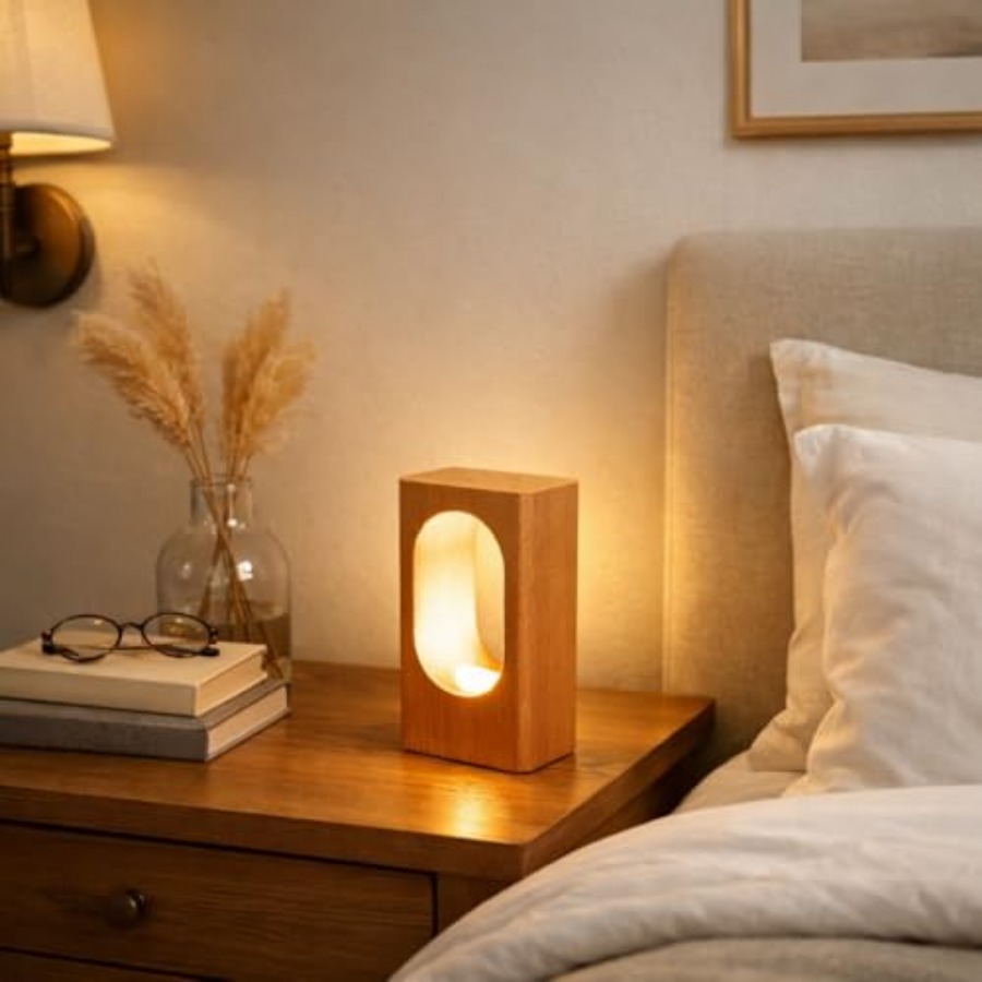 Lighting Decoration In Bedroom - LED Wood Desk Lamp, Bedroom Bedside