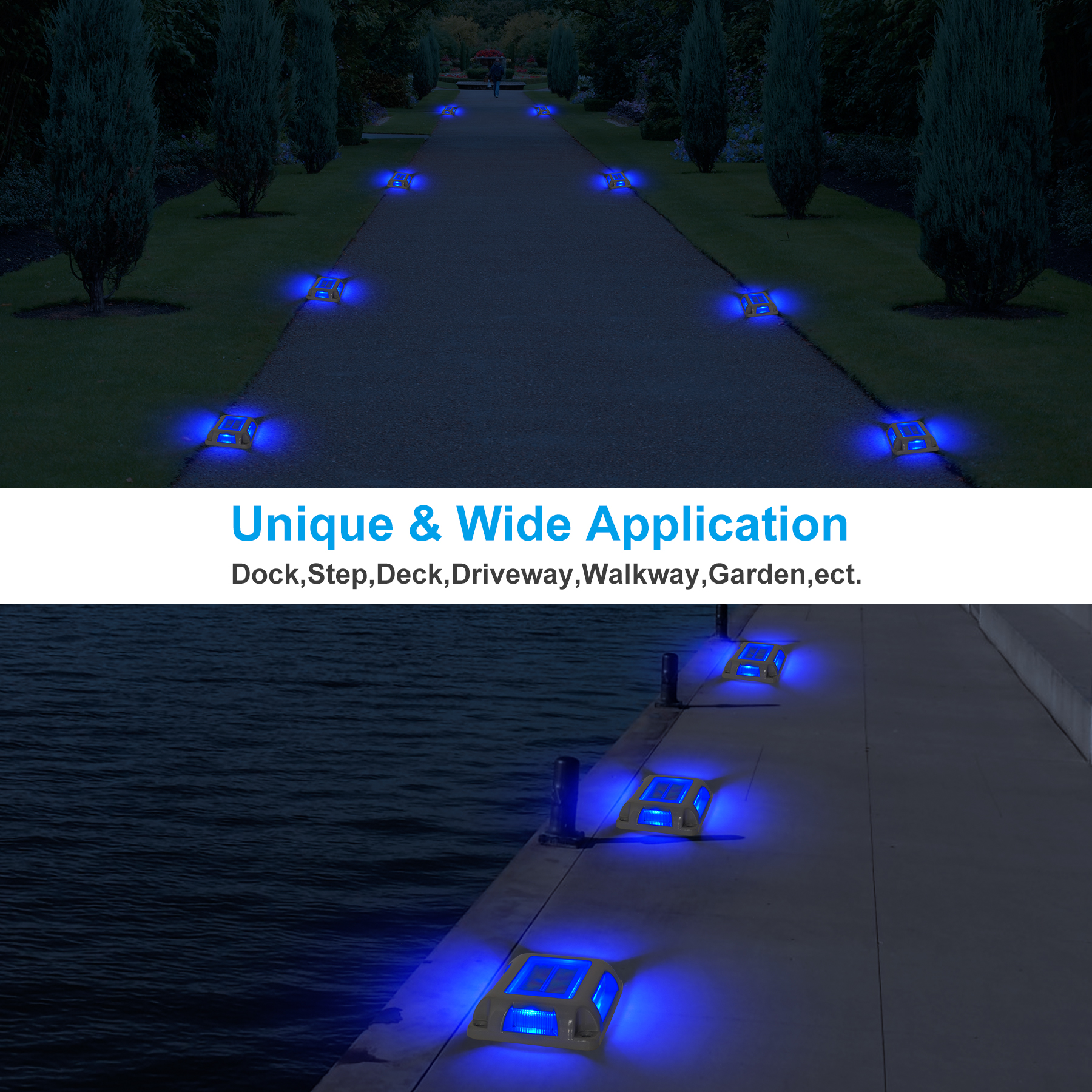 8PC Blue Light Solar Light Out - Lighting Decor Sunrise 评论和价格