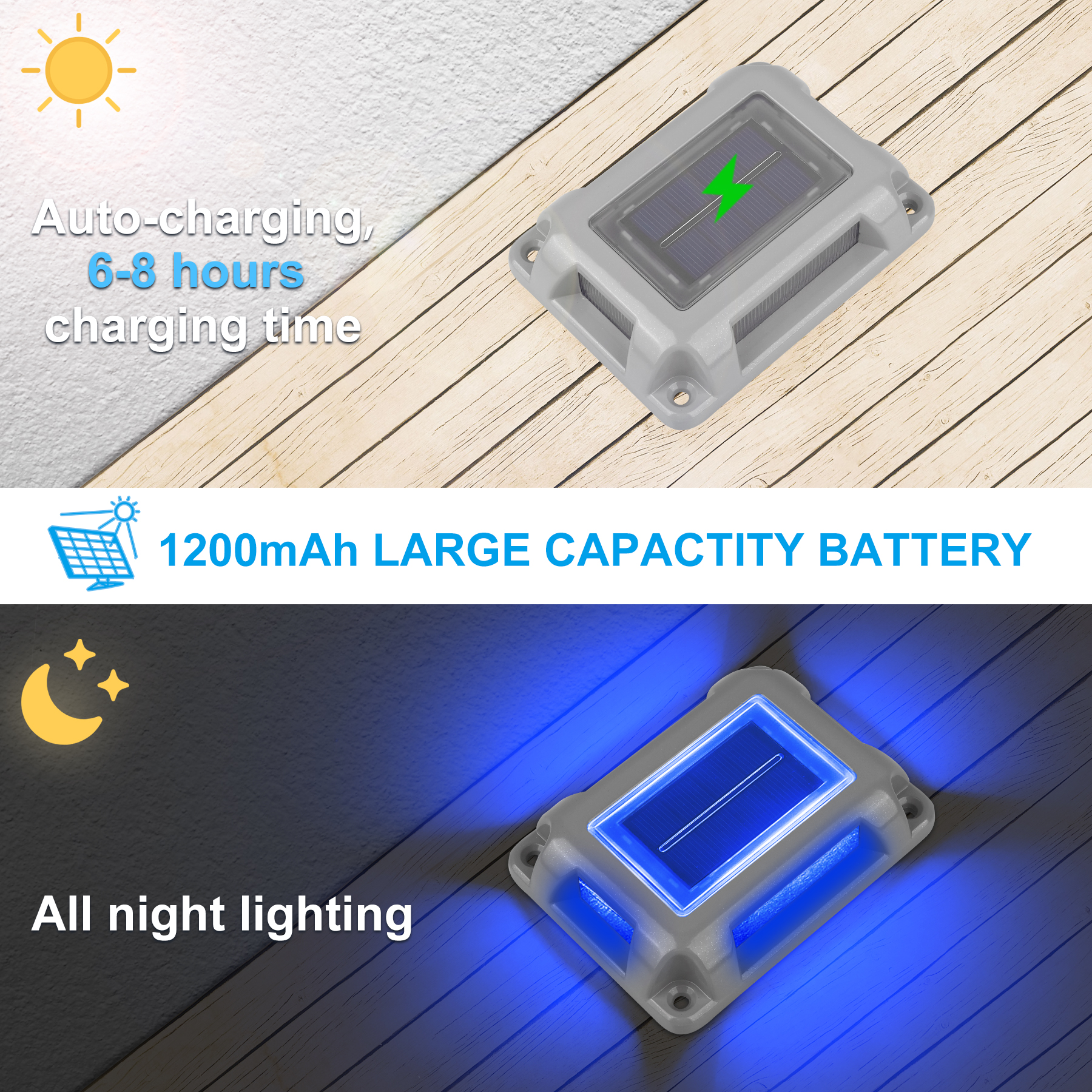8PC Blue Light Solar Light Out - Lighting Decor Sunrise 评论和价格