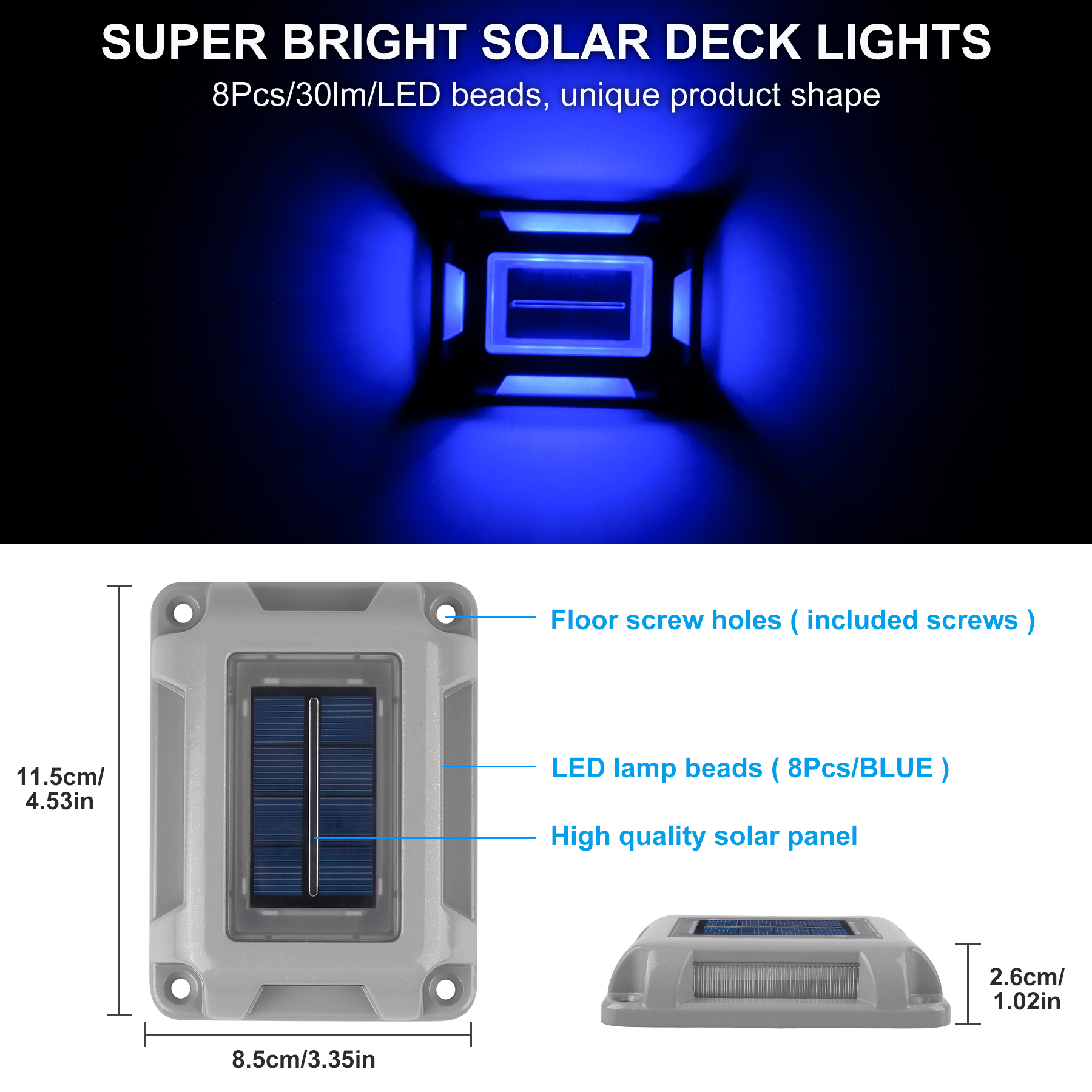 8PC Blue Light Solar Light Out - Lighting Decor Sunrise 评论和价格