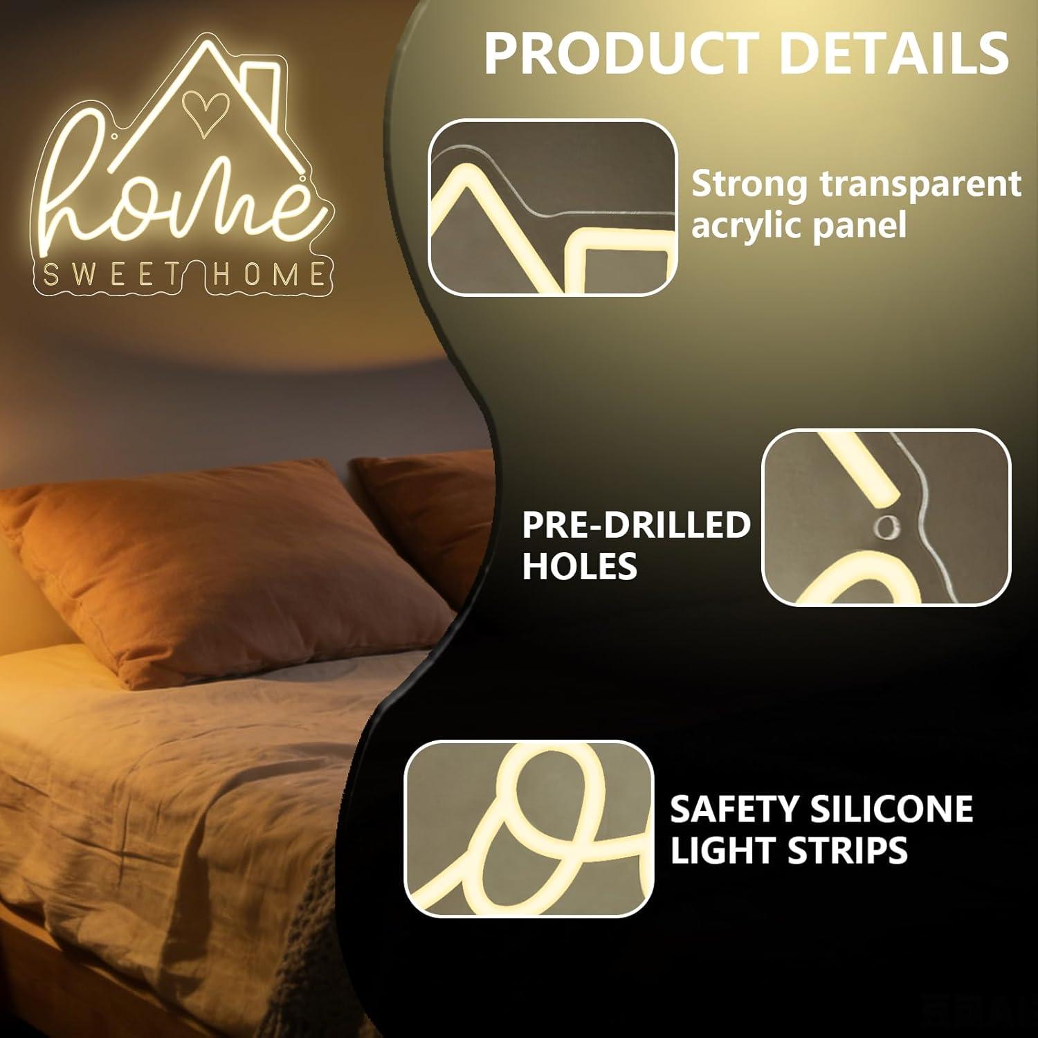 Sweet Home Neon Sign USB Dimma - Lighting Decor In Room 评论和价格