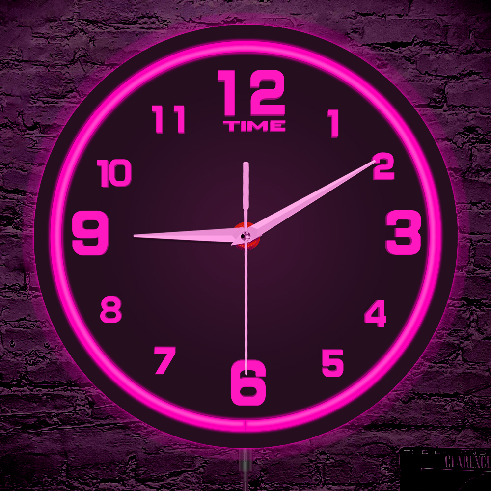 Arabic Numeral LED Neon Glowin - Lighting Home Decor Wall Clocks 评论和价格