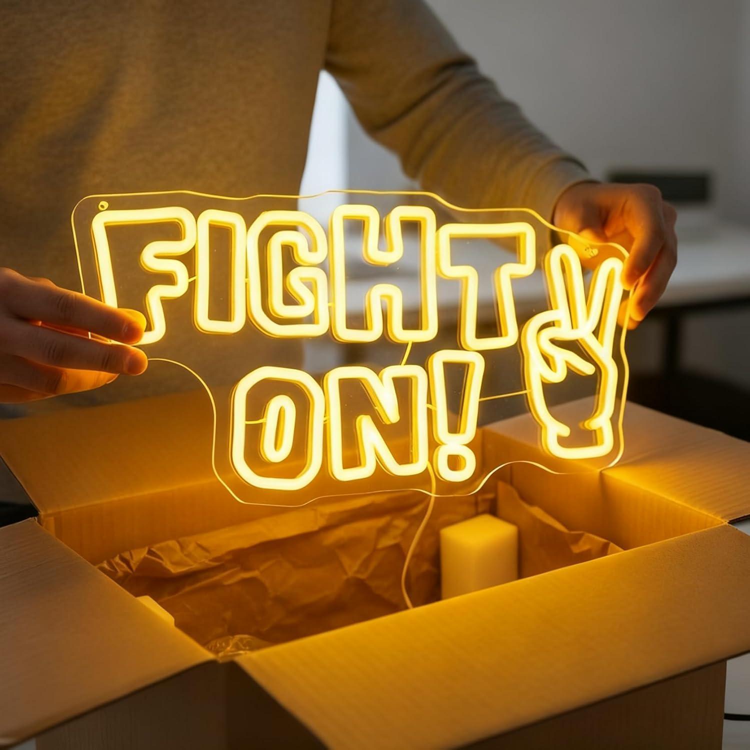 Fight On Neon Sign Victory Han - Lighting Decor In Room 评论和价格