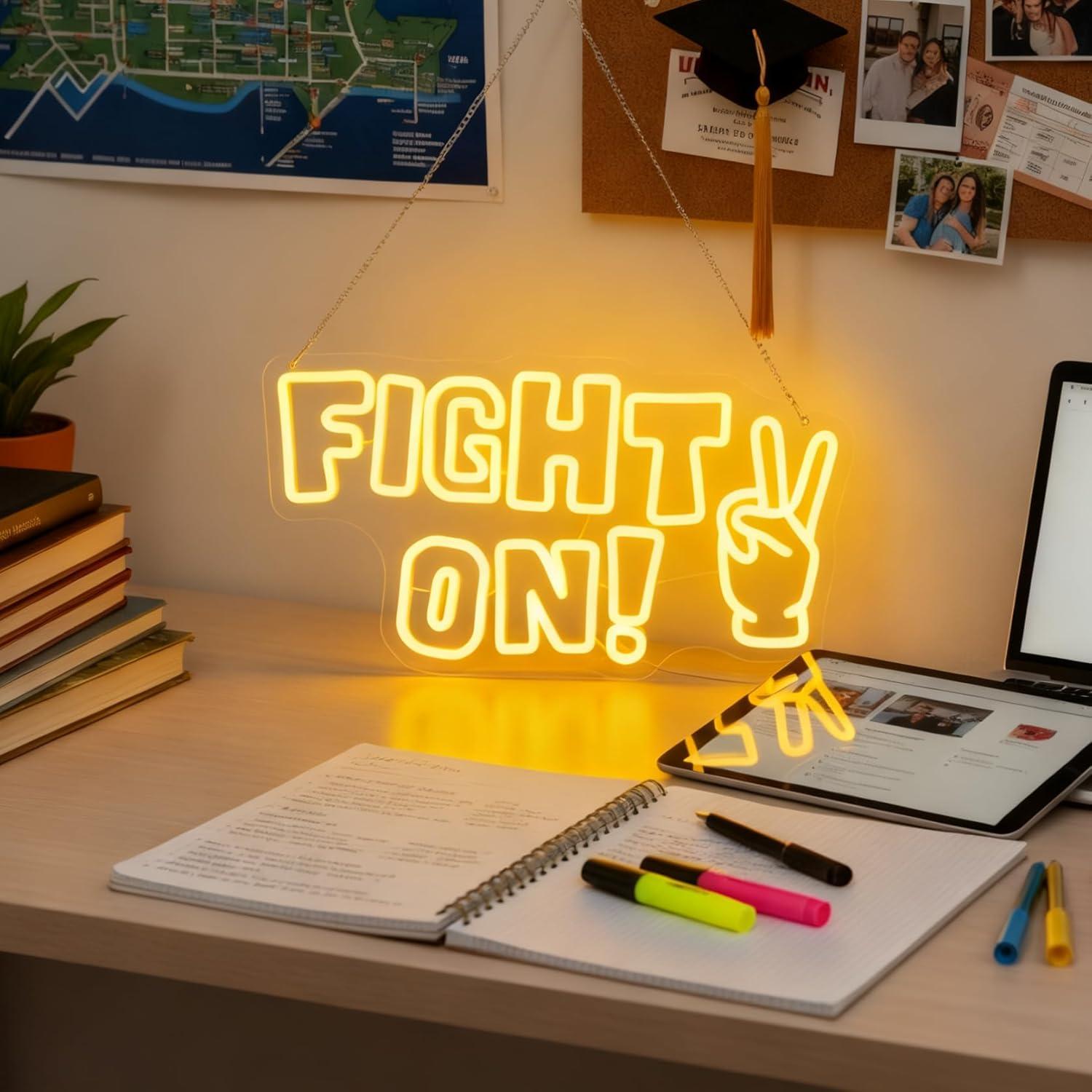 Fight On Neon Sign Victory Han - Lighting Decor In Room 评论和价格