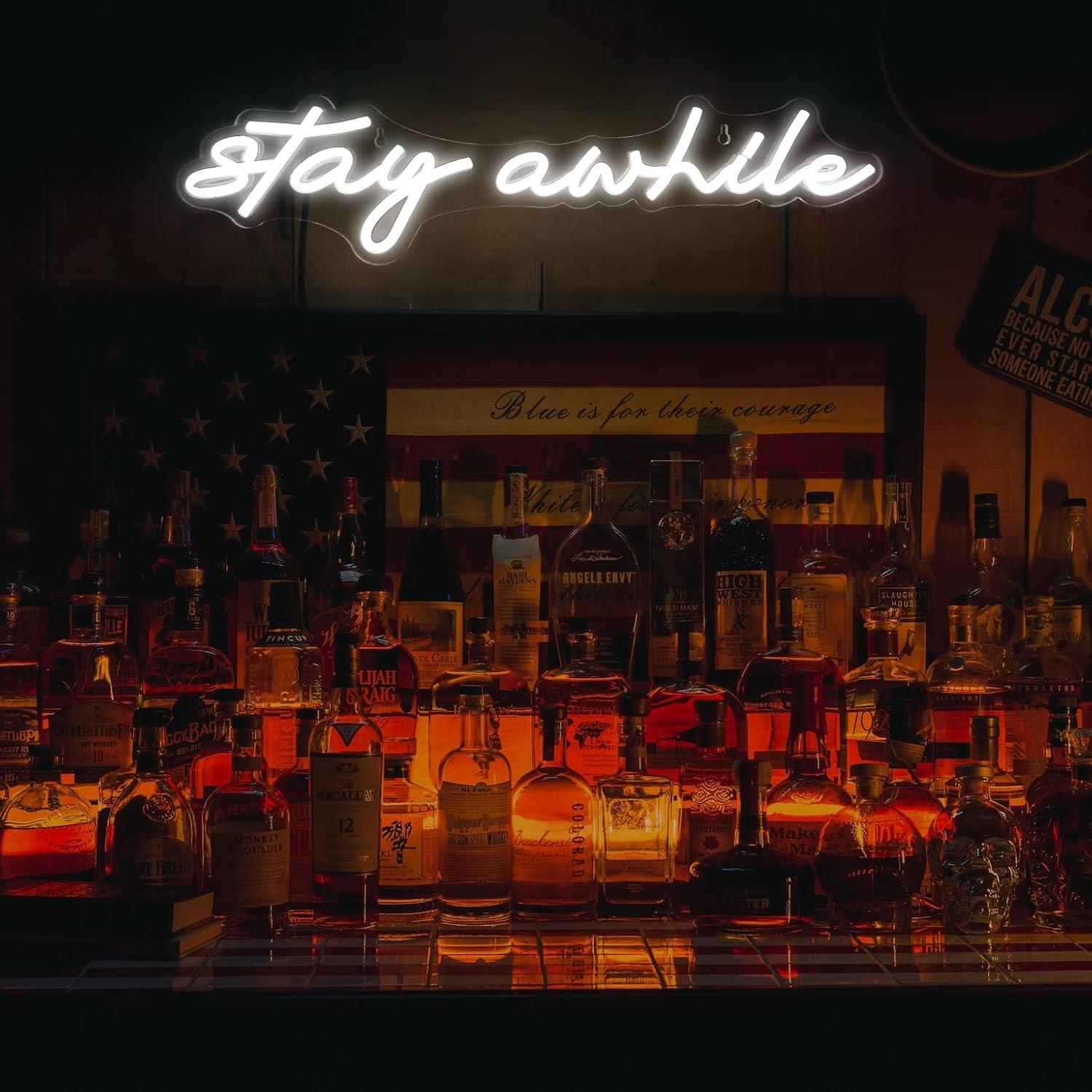 Stay Awhile Neon Signs USB Dim - Lighting Decoration In Bedroom 评论和价格