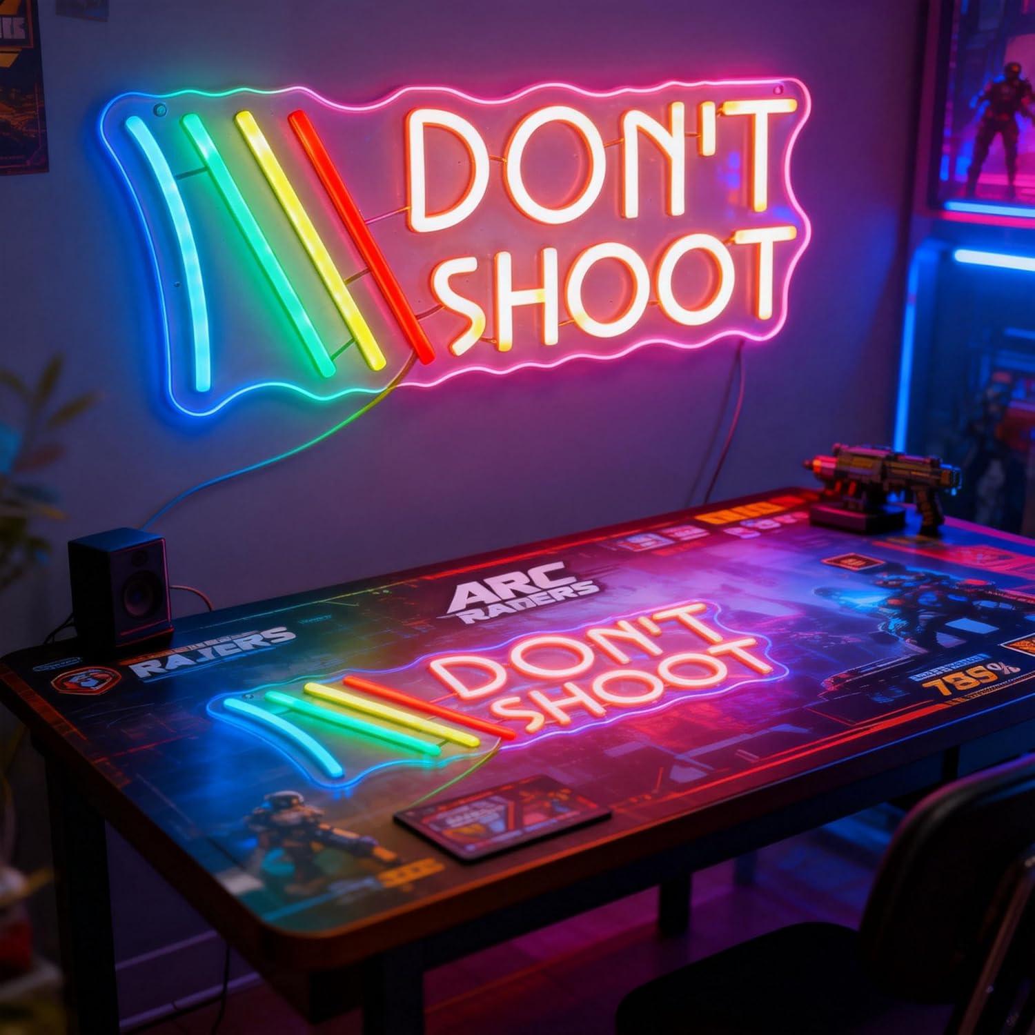 Don't Shoot Neon Sign Rainbow  - Lighting Decor In Room 评论和价格