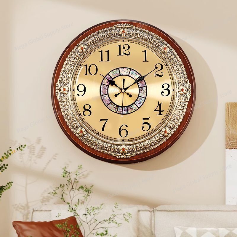 Solid wood light luxury retro  - Lighting Home Decor Wall Clocks 评论和价格