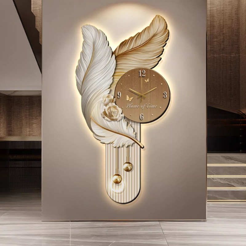 Light Luxury Feather Entrance  - Lighting Home Decor Wall Clocks 评论和价格