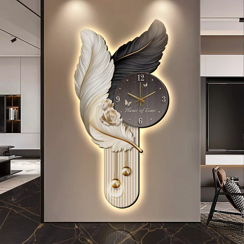 Light Luxury Feather Entrance  - Lighting Home Decor Wall Clocks 评论和价格