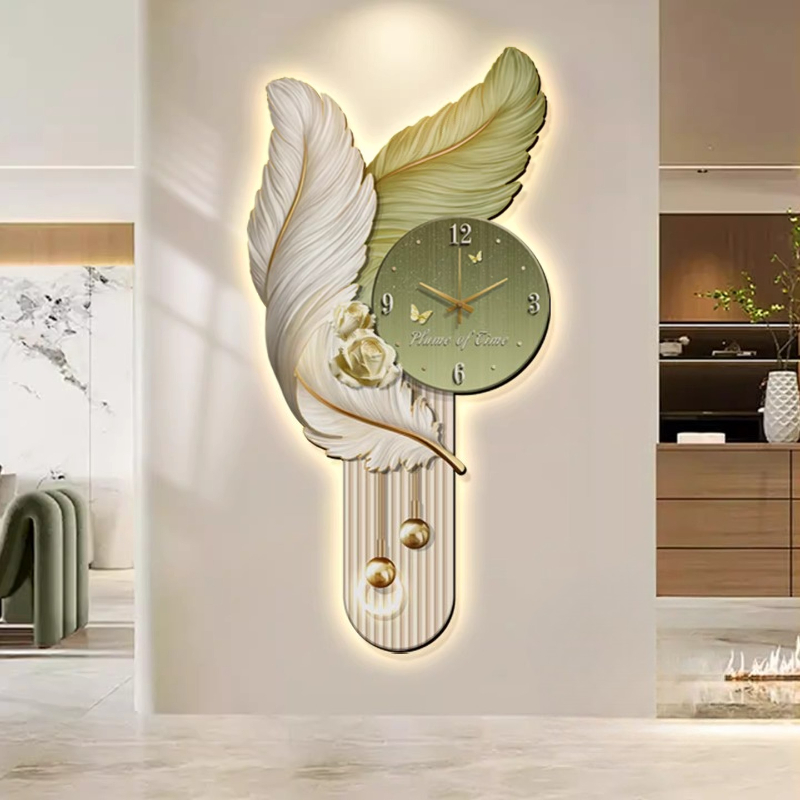 Light Luxury Feather Entrance  - Lighting Home Decor Wall Clocks 评论和价格