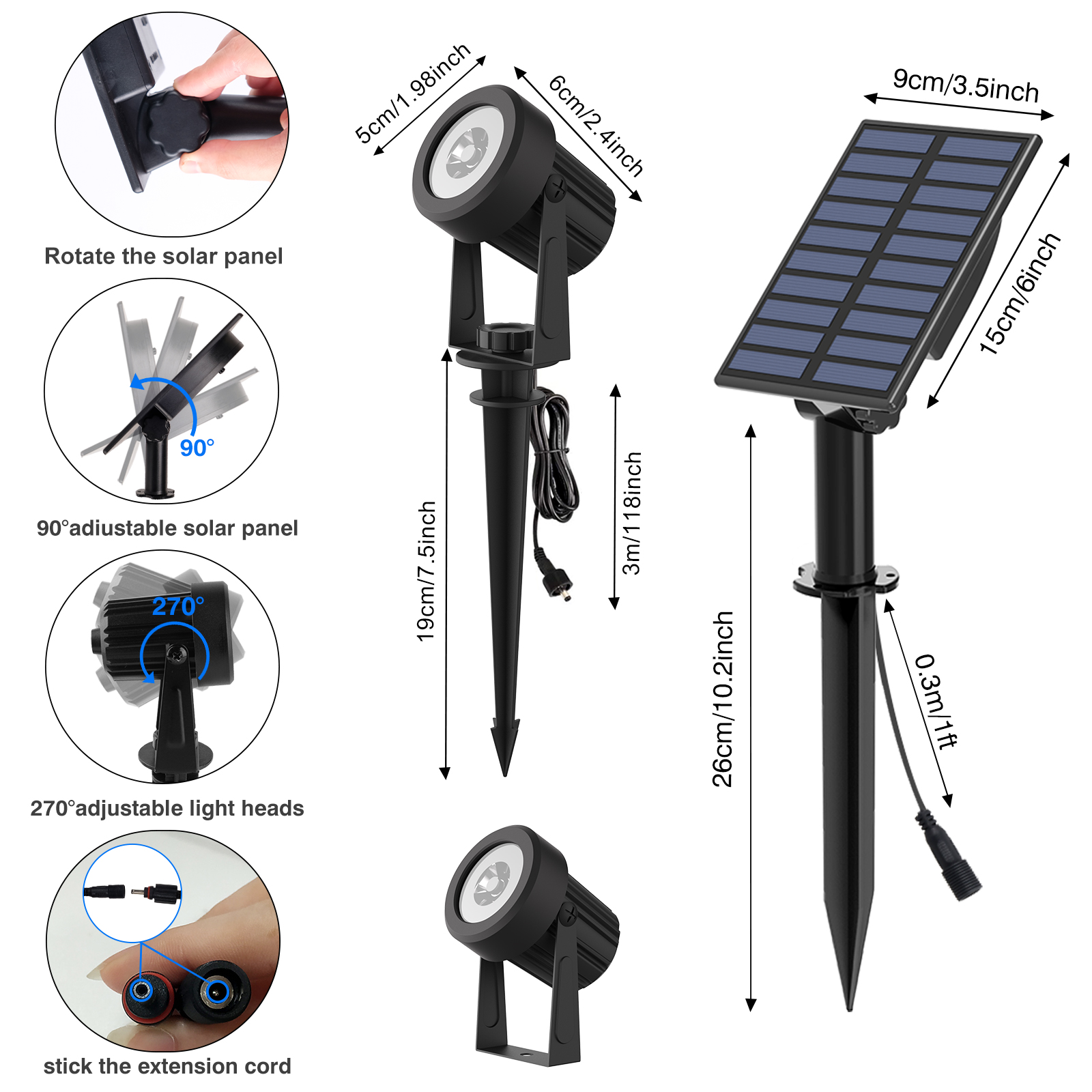 2PCS Super Bright Solar Spotli - Lighting Decor Sunrise 评论和价格