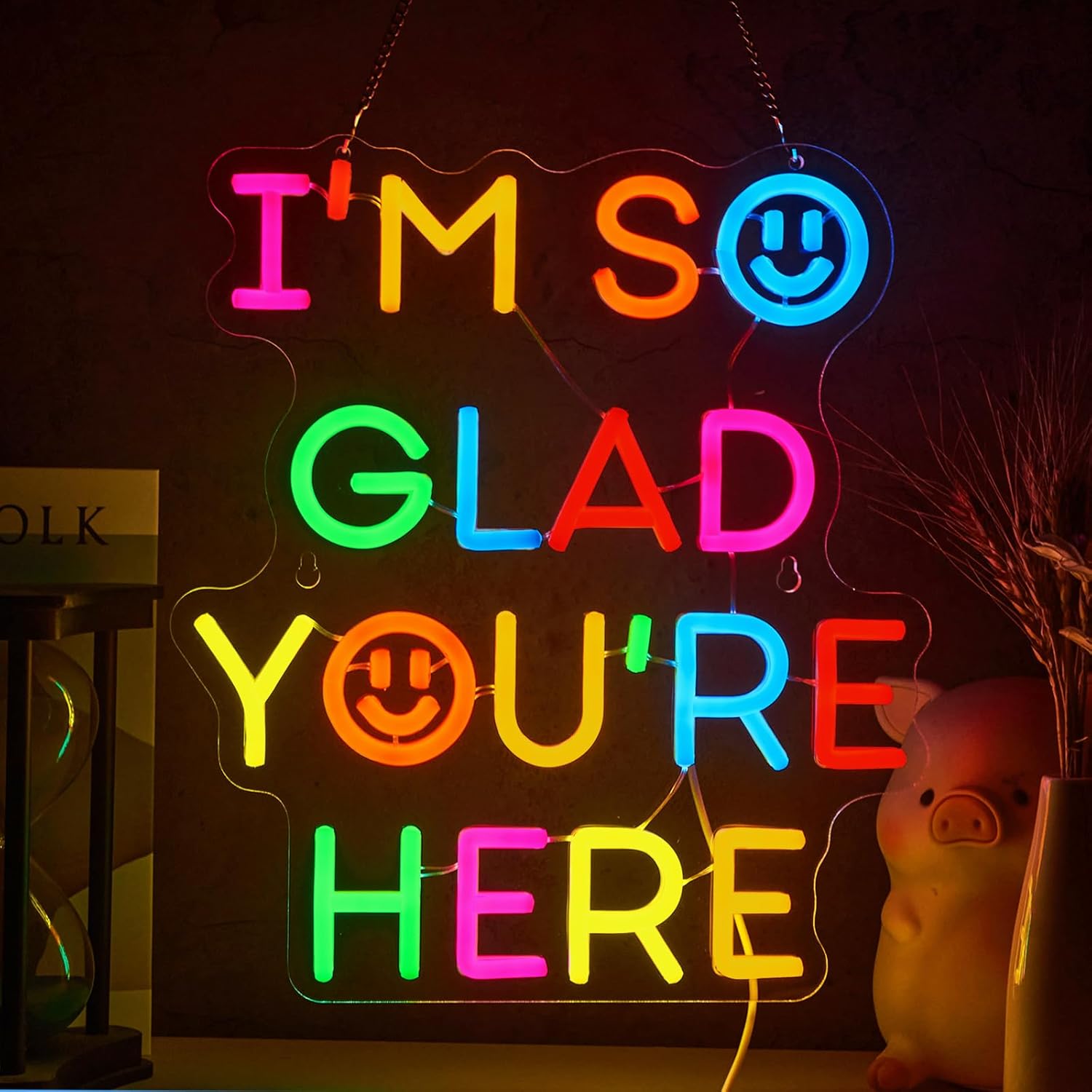  I'm So Glad You‘re Here Neon - Lighting Decoration In Bedroom 评论和价格