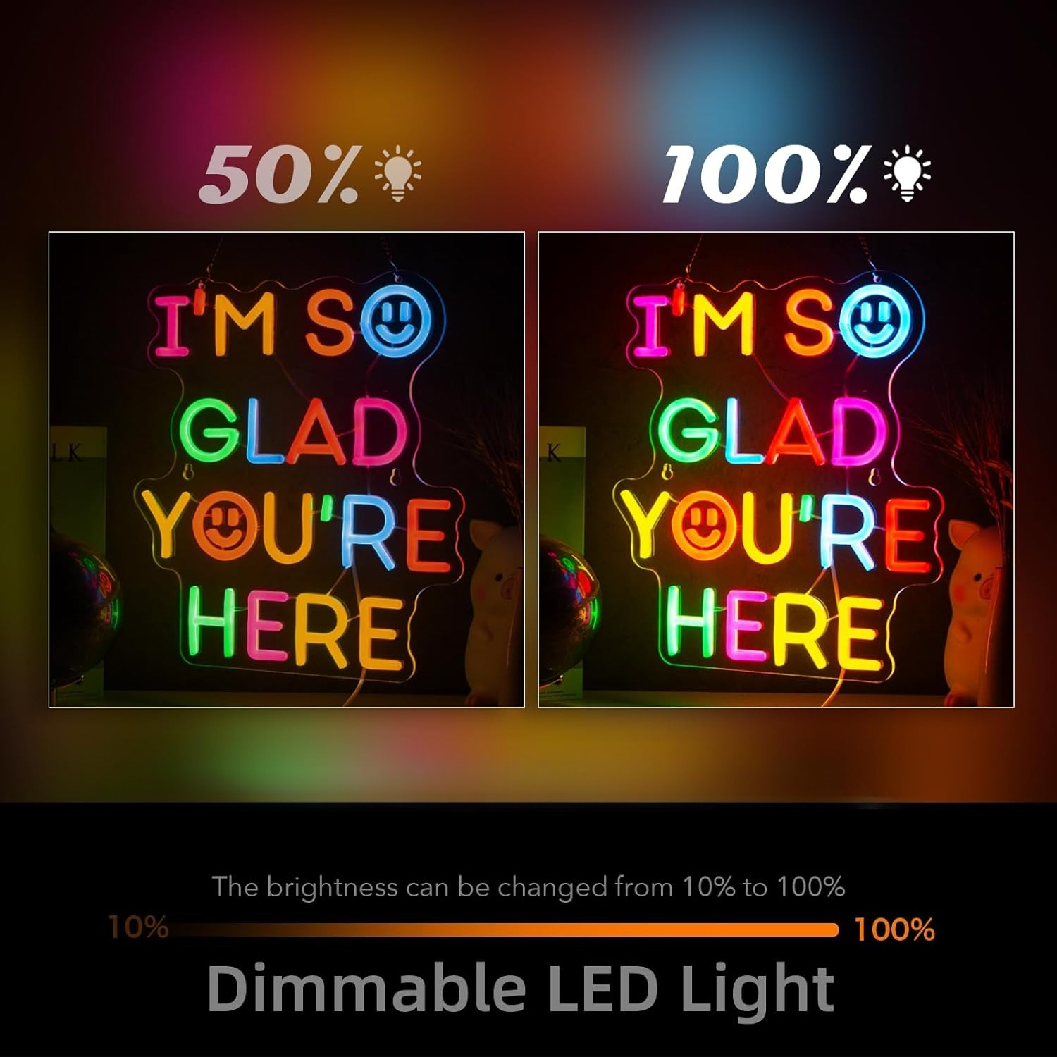  I'm So Glad You‘re Here Neon - Lighting Decoration In Bedroom 评论和价格