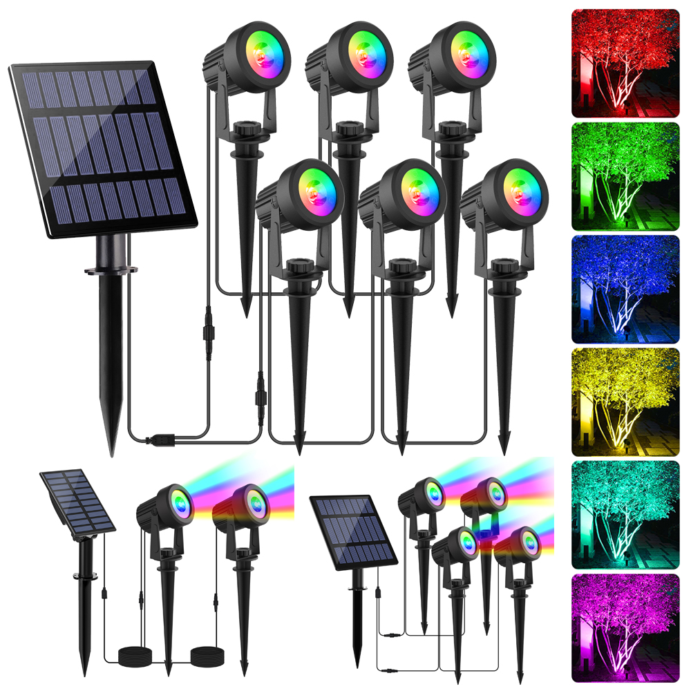 1/2/4/6 Lights RGB Solar Spotl - Lighting Decor Sunrise 评论和价格