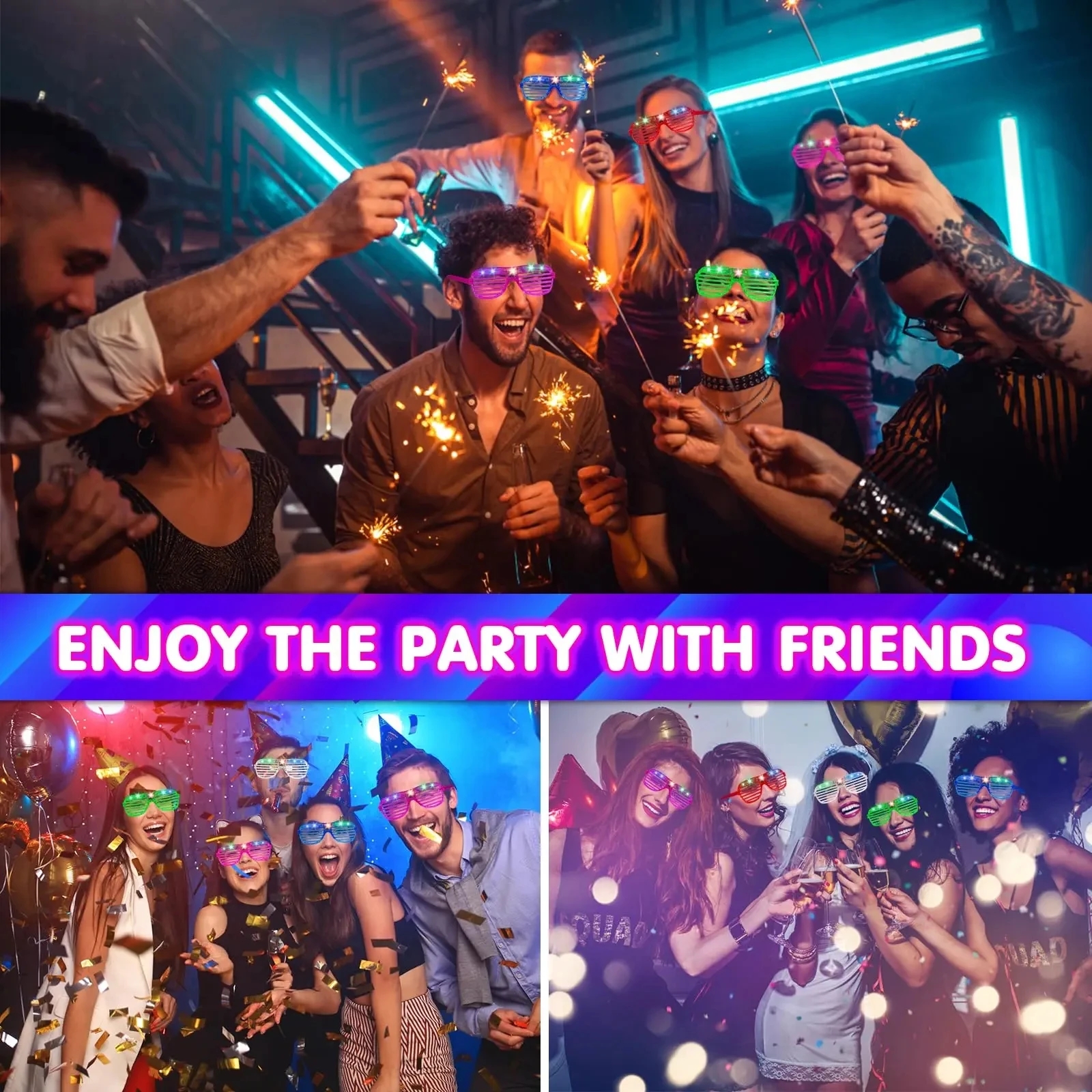 10-50PCS LED Glasses Light Up  - Lighting Jockey 评论和价格