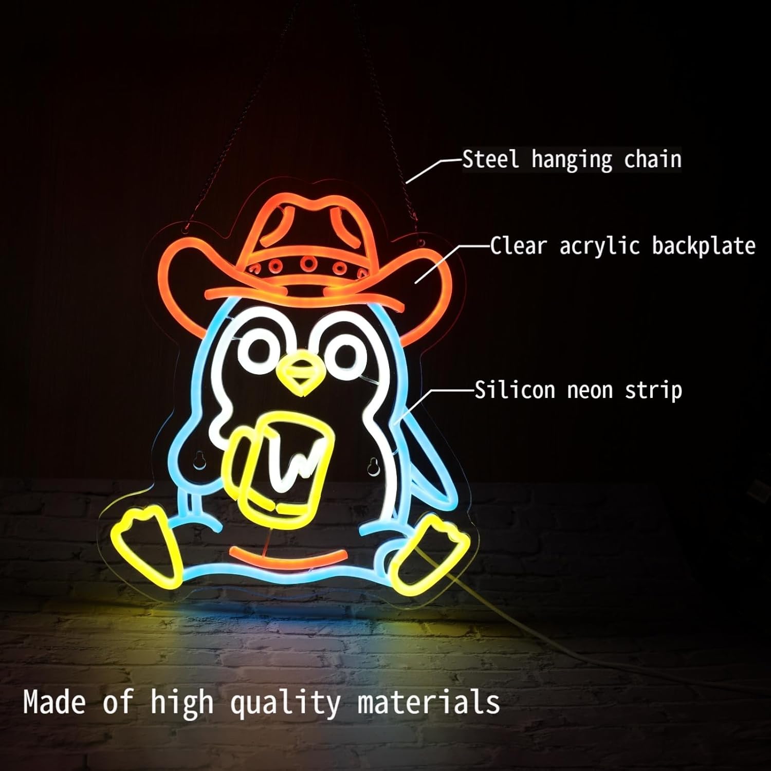 Penguin Neon Sign USB Powered  - Lighting Decoration In Bedroom 评论和价格