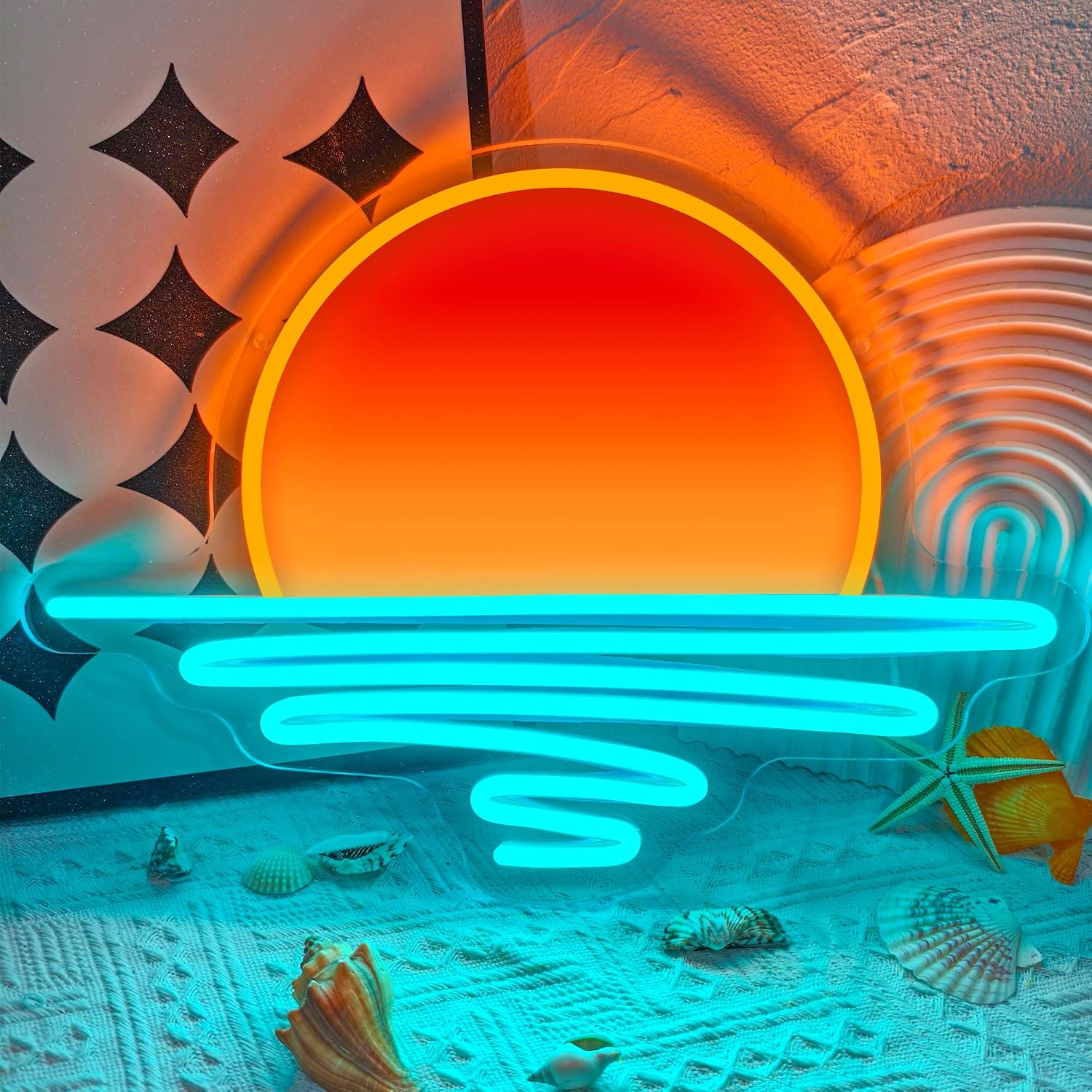 Sunrise Sunset Neon Sign USB P - Lighting Decor Sunrise 评论和价格