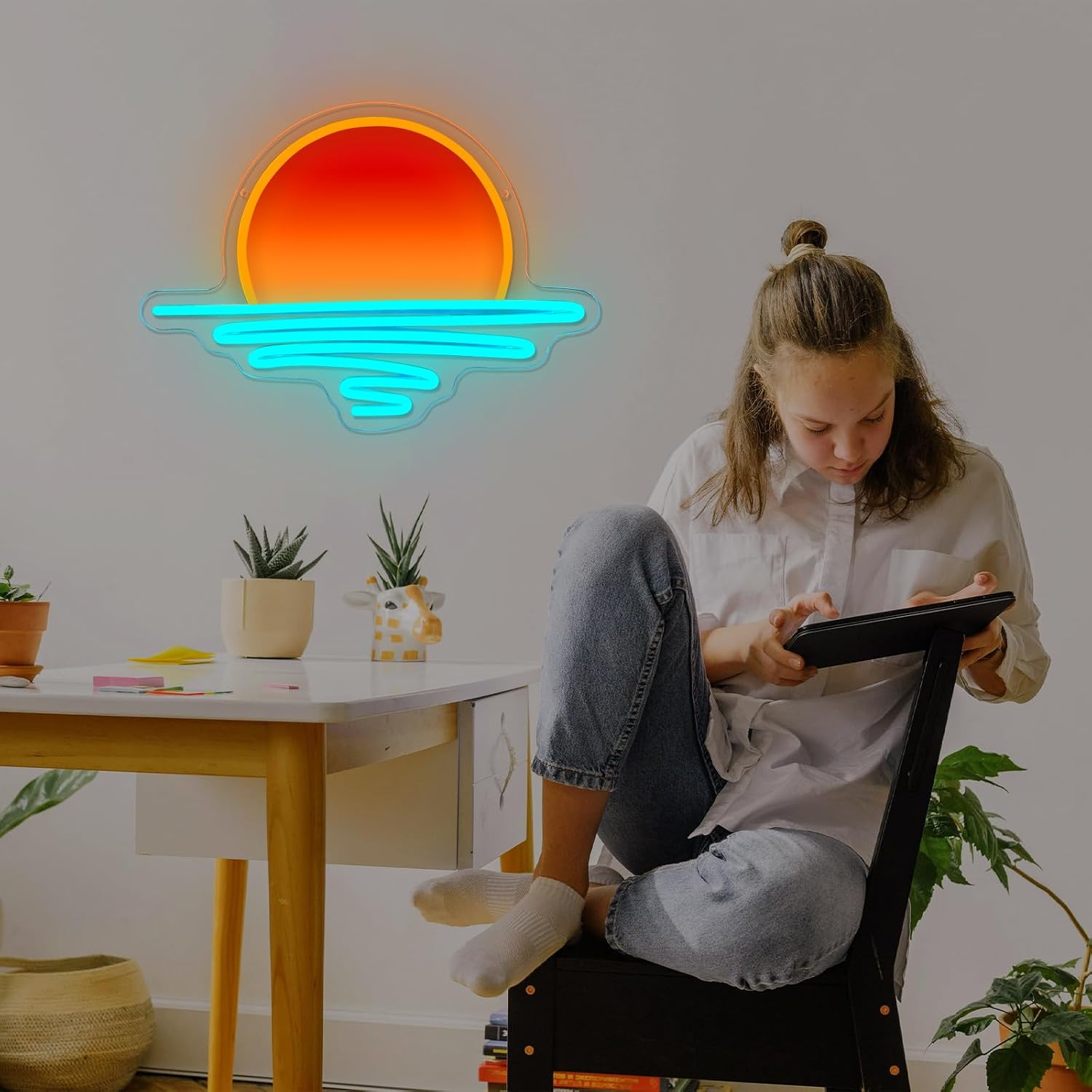 Sunrise Sunset Neon Sign USB P - Lighting Decor Sunrise 评论和价格