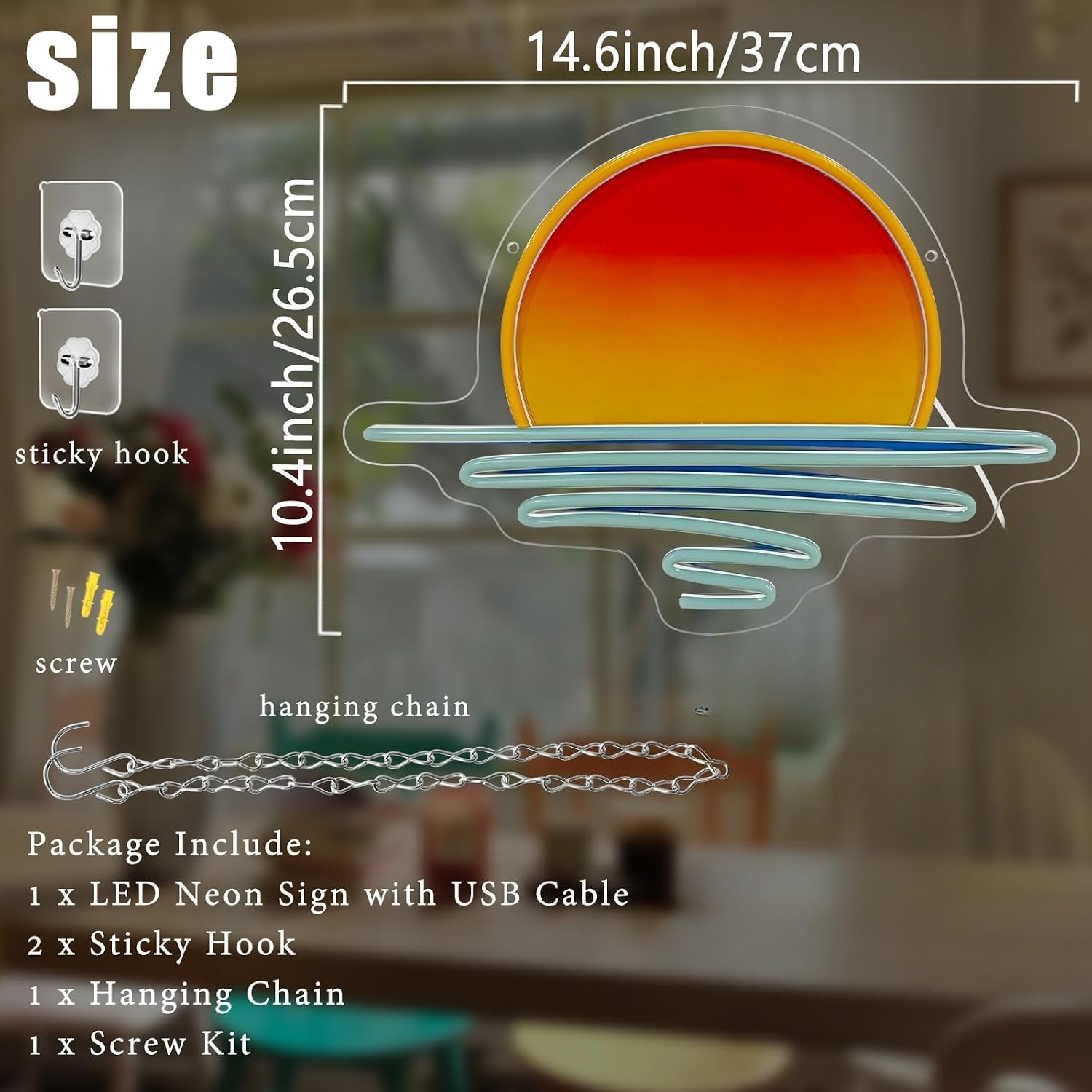 Sunrise Sunset Neon Sign USB P - Lighting Decor Sunrise 评论和价格