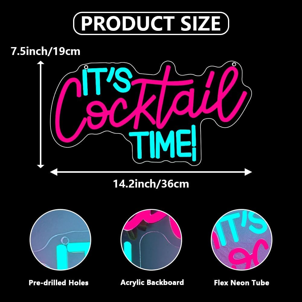 Cocktails Neon Sign USB Powere - Lighting Decor In Room 评论和价格