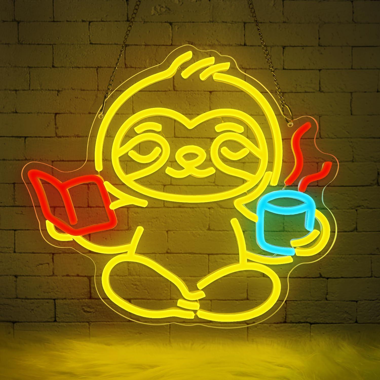 Sloth Neon Sign USB Dimmable L - Lighting Decoration In Bedroom 评论和价格