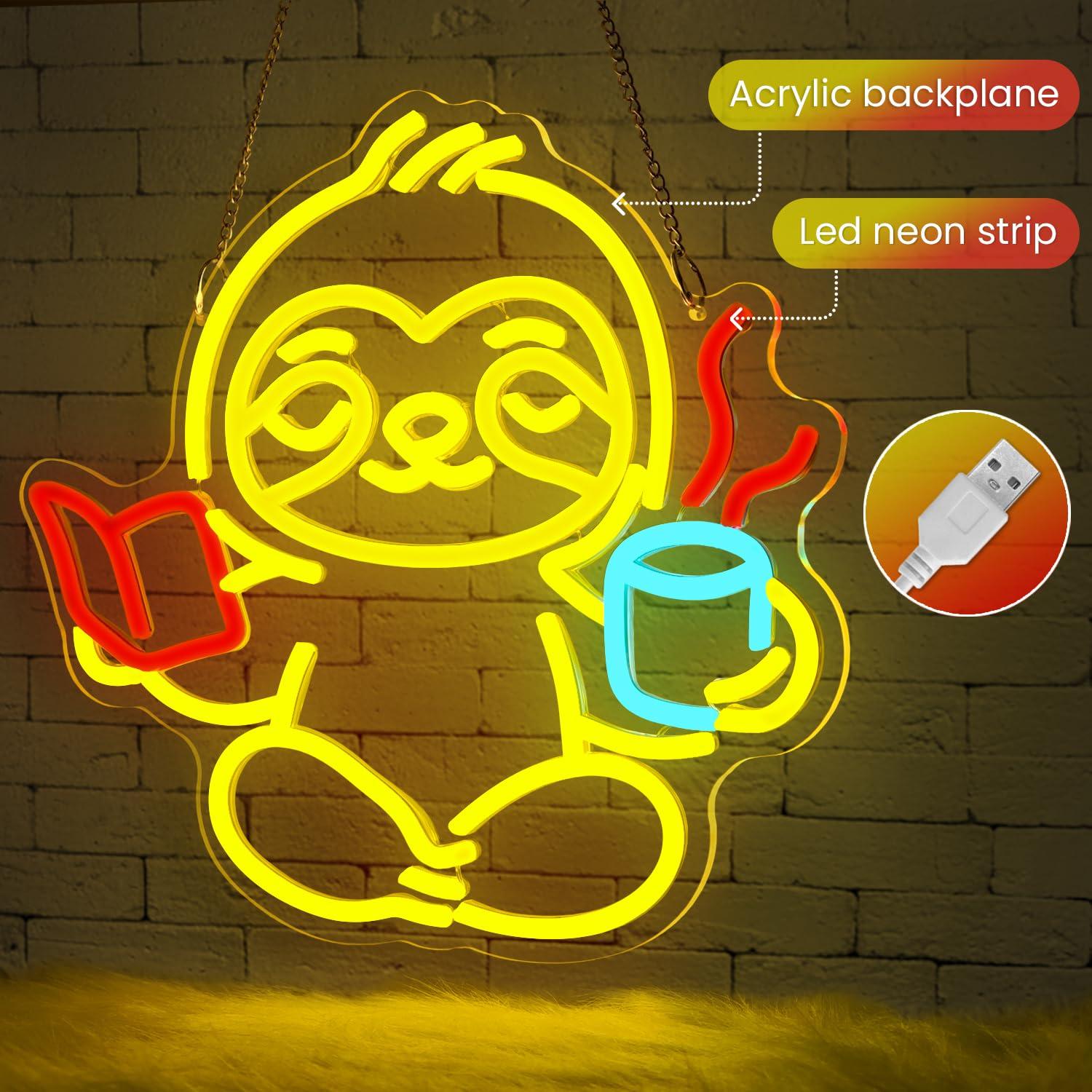 Sloth Neon Sign USB Dimmable L - Lighting Decoration In Bedroom 评论和价格