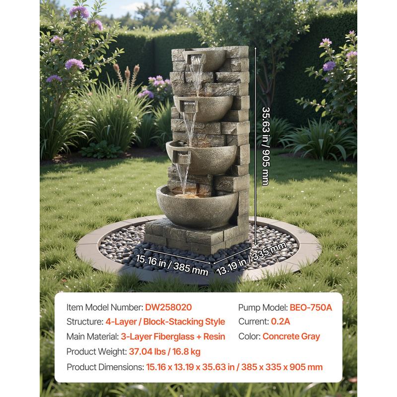 4-Tier Floor Standing Water Fe - Lighting Decoration Stand 评论和价格