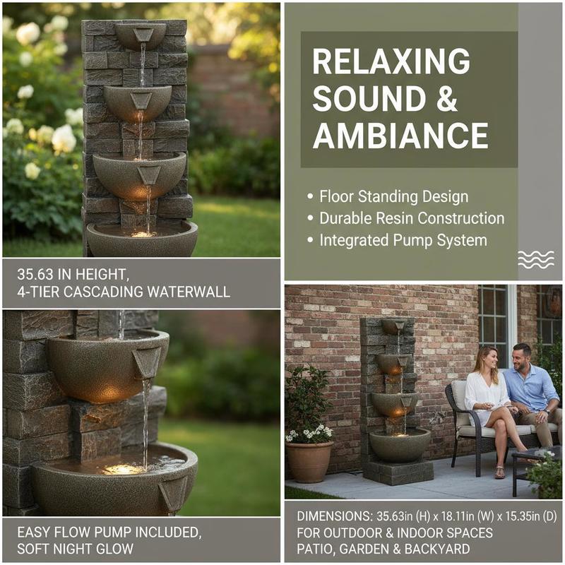 4-Tier Floor Standing Water Fe - Lighting Decoration Stand 评论和价格