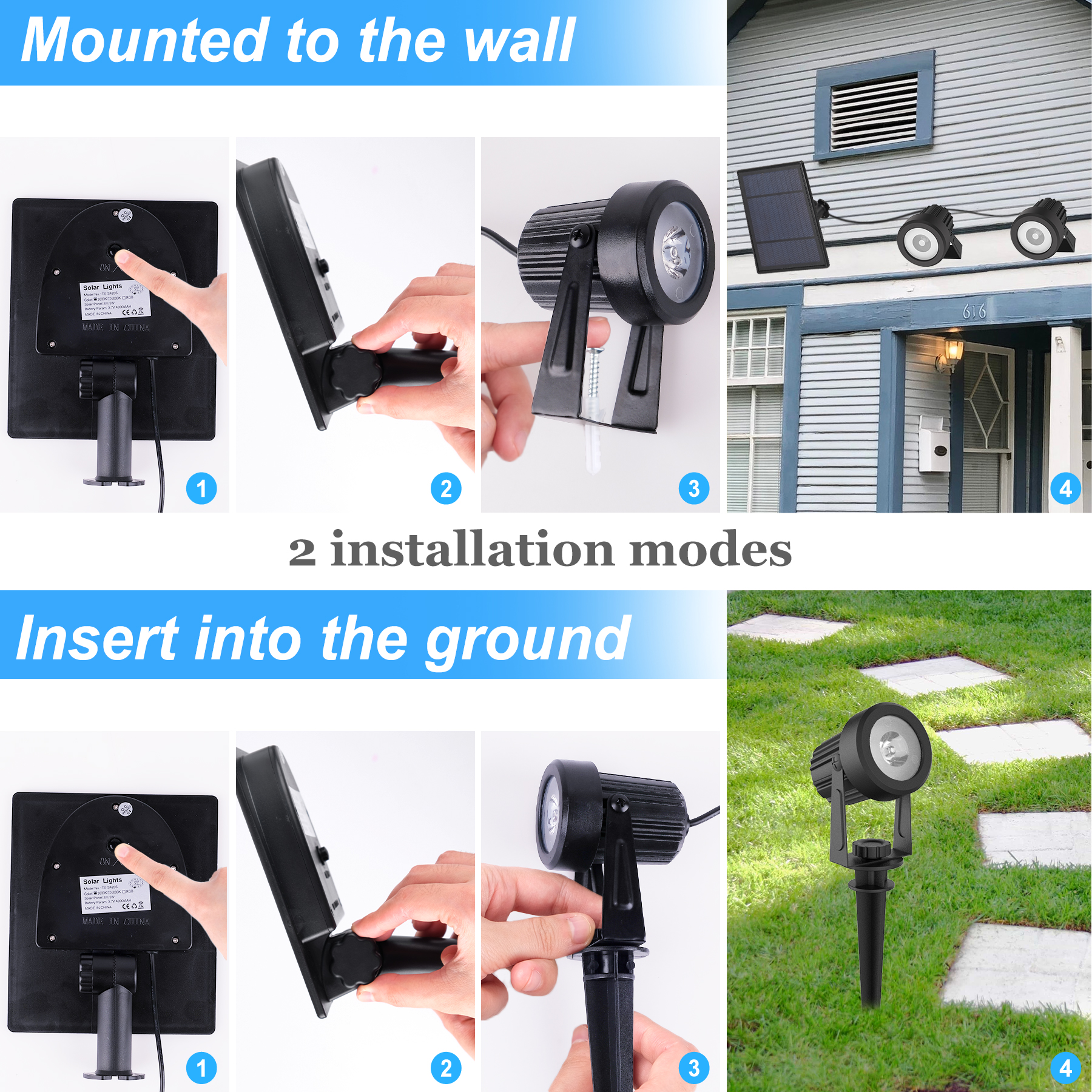 1/2/4/6 Lights RGB Solar Spotl - Lighting Decor Sunrise 评论和价格