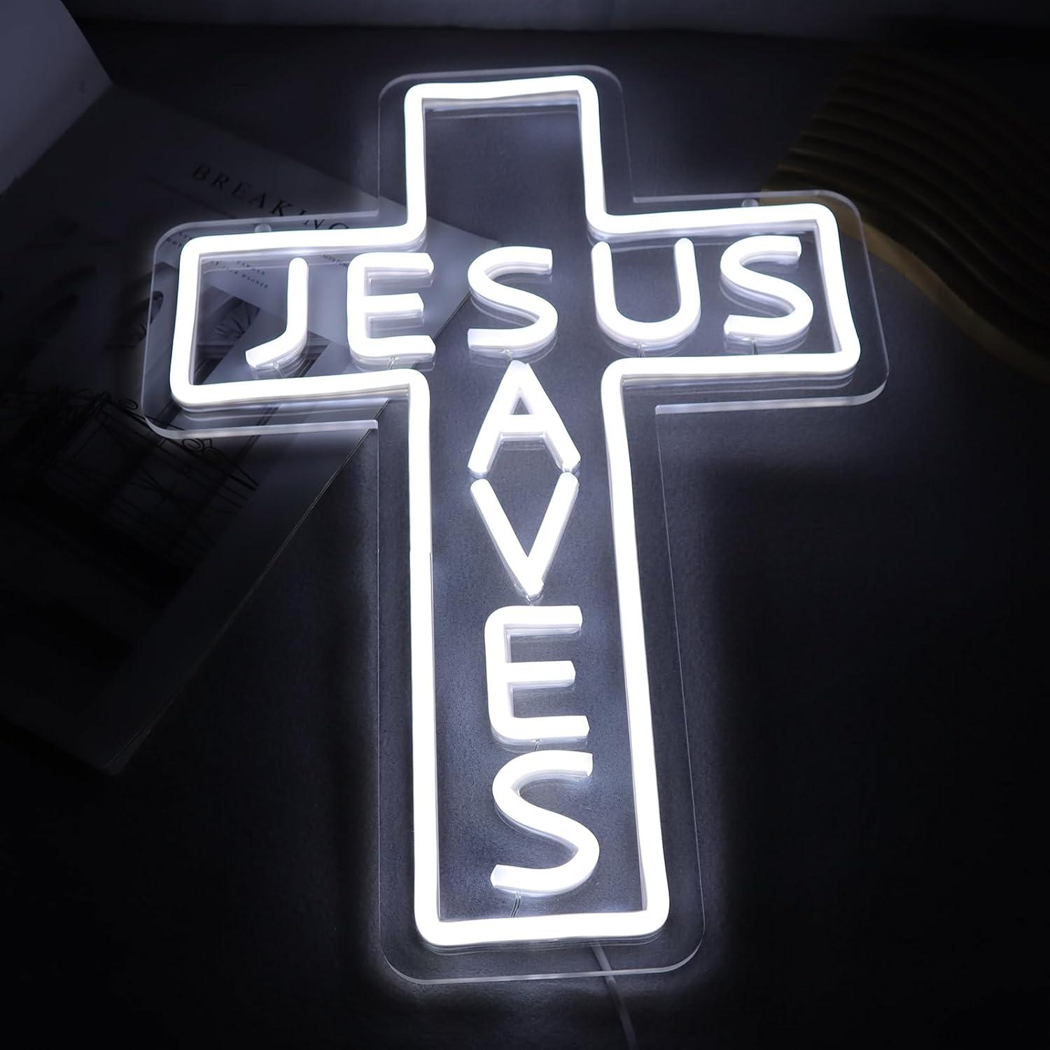Jesus Saves Cross Neon Signs U - Lighting Decor In Room 评论和价格