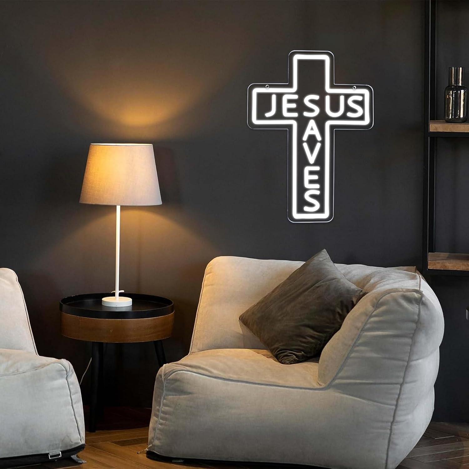 Jesus Saves Cross Neon Signs U - Lighting Decor In Room 评论和价格