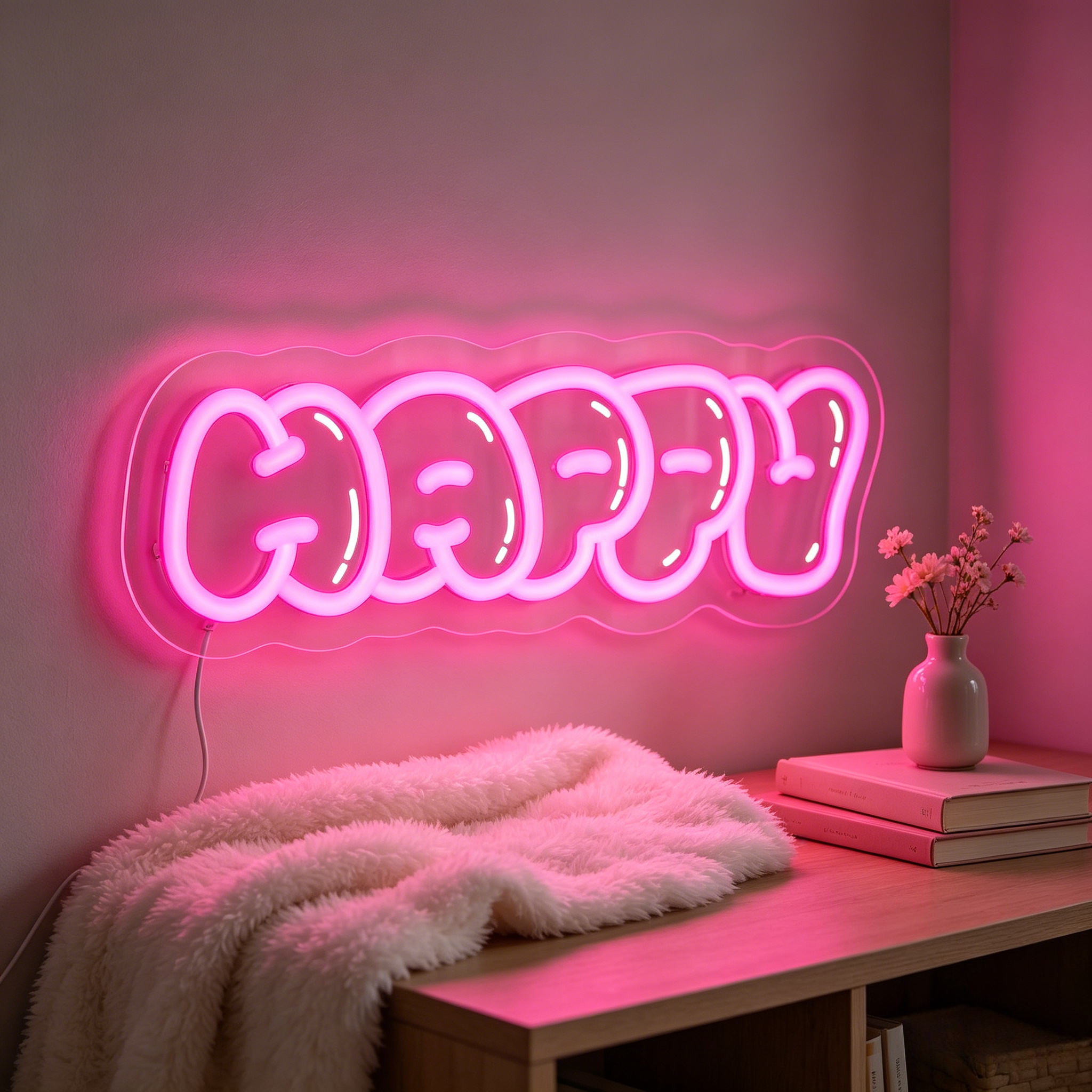 Happy Neon Sign LED Wall Art L - Lighting Room Decor Items 评论和价格