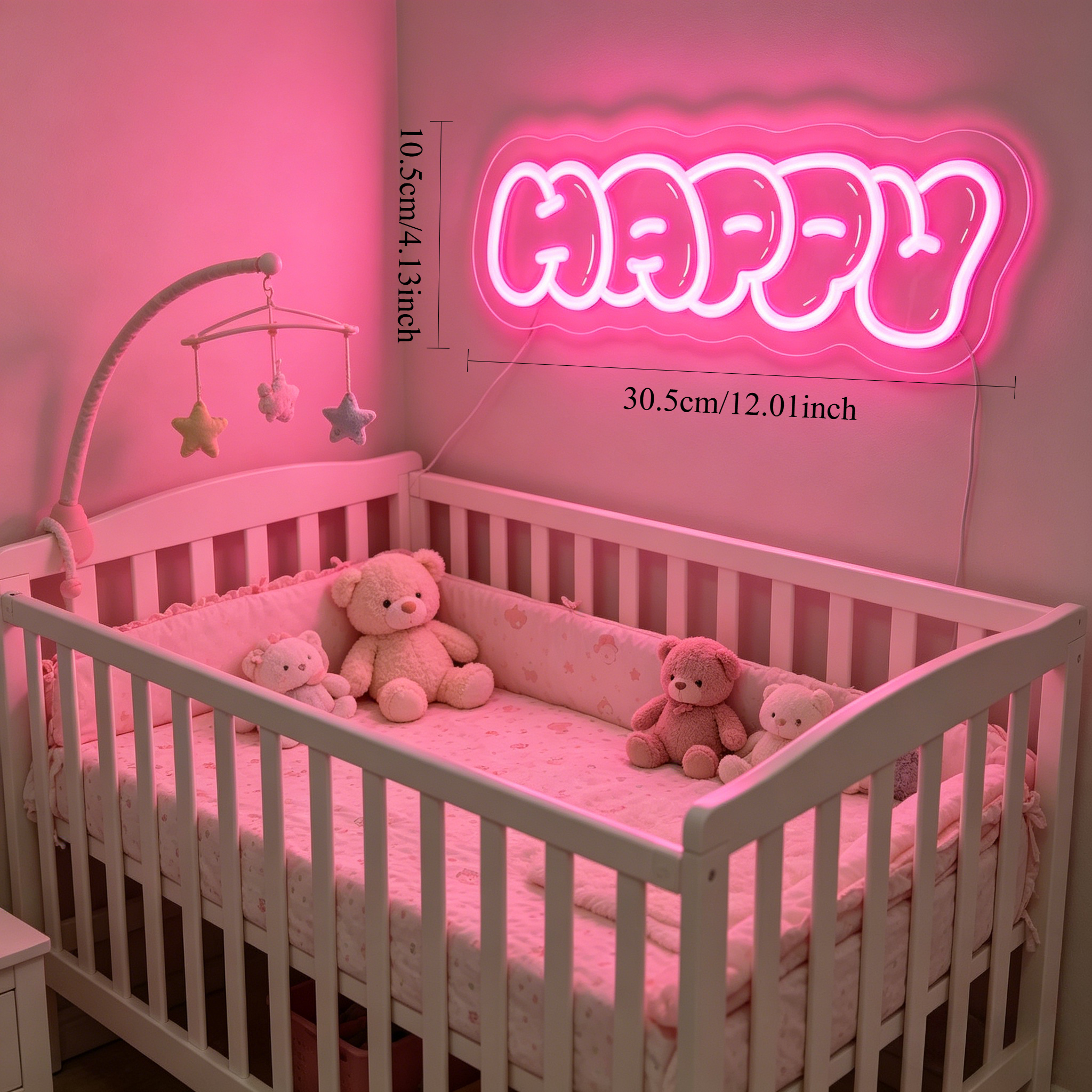 Happy Neon Sign LED Wall Art L - Lighting Room Decor Items 评论和价格