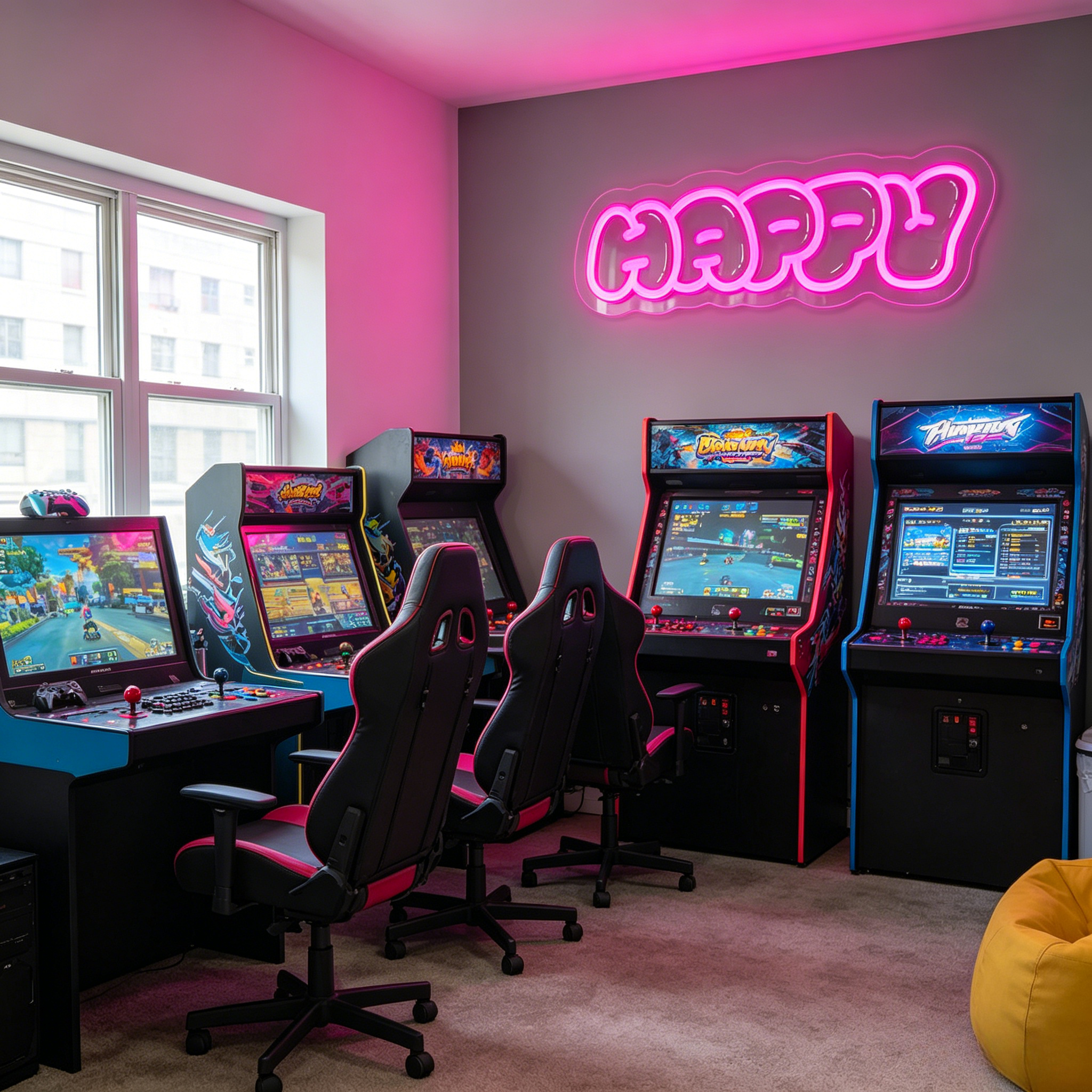 Happy Neon Sign LED Wall Art L - Lighting Room Decor Items 评论和价格
