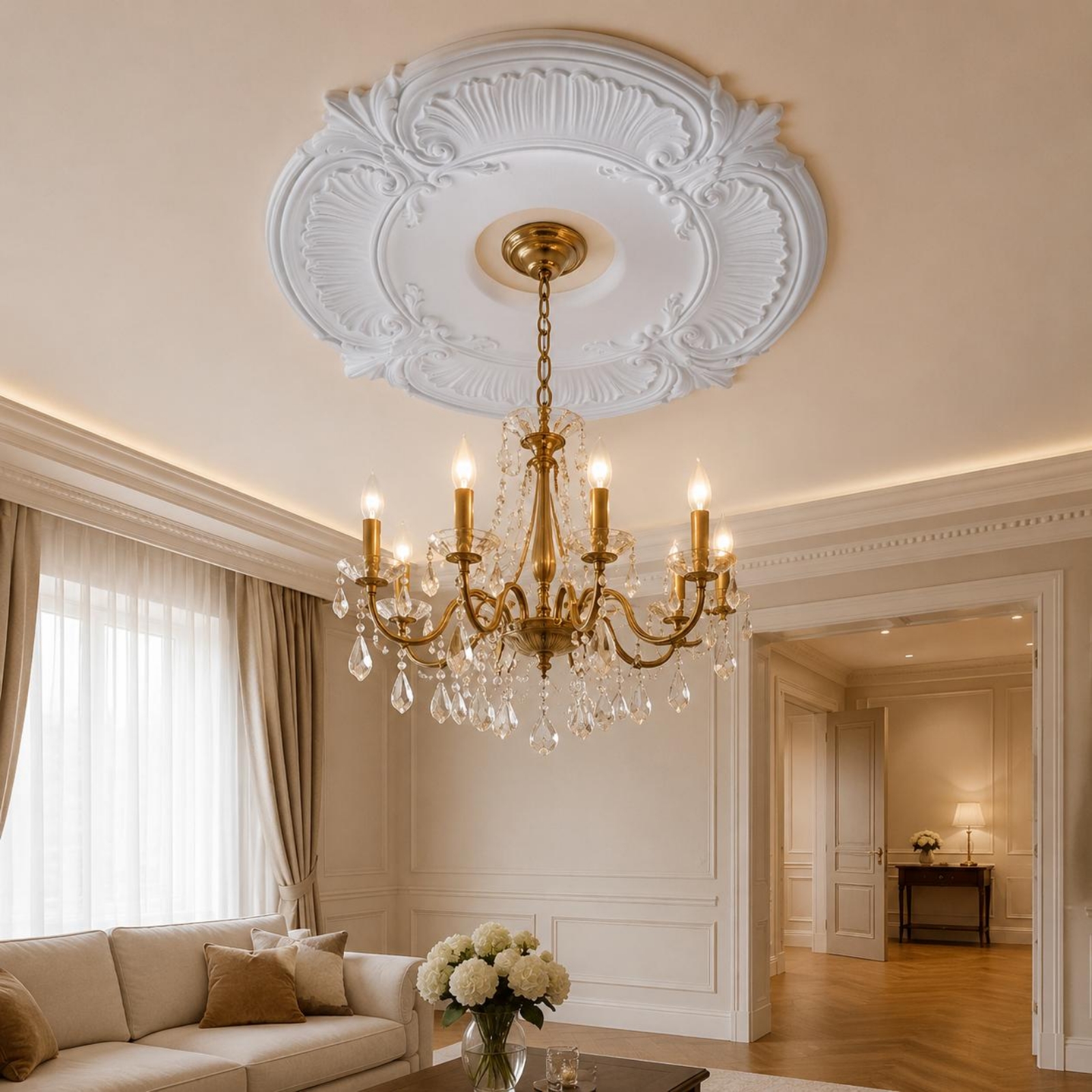 Round PU Ceiling Medallion Fre - Lightings Decoration 评论和价格
