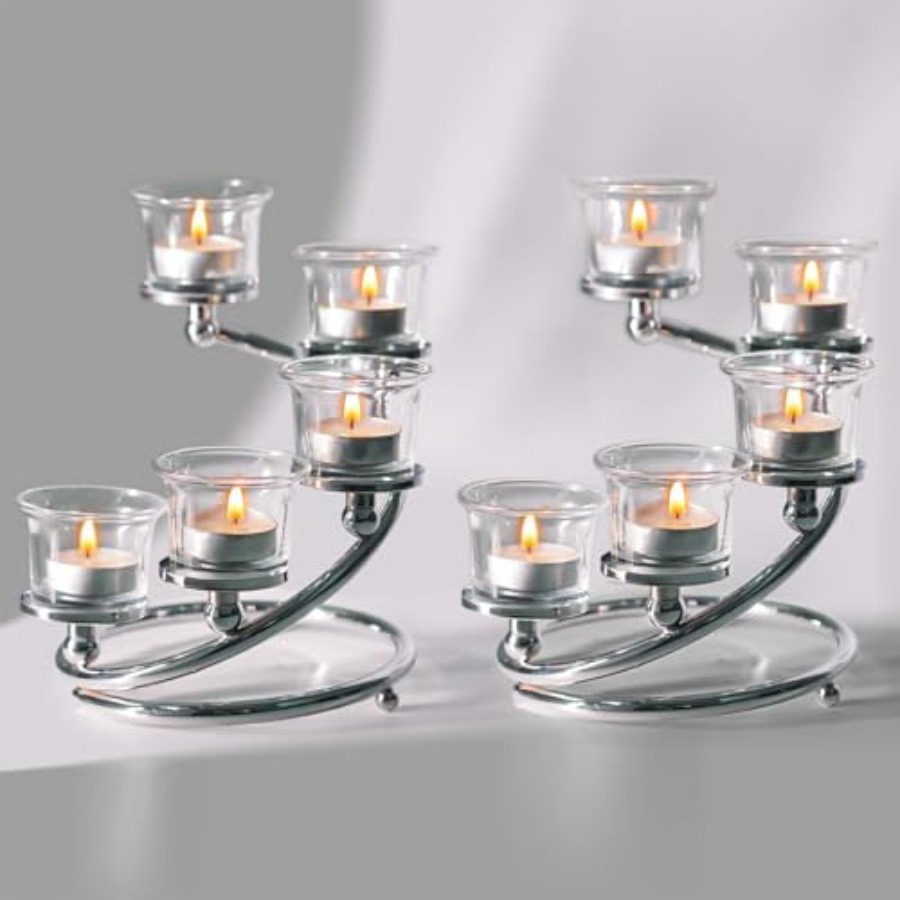 5-Piece Glass Tea Light Candle - Lighting Decoration Stand 评论和价格