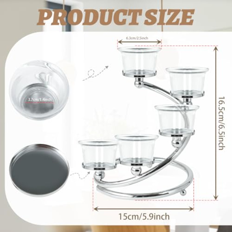 5-Piece Glass Tea Light Candle - Lighting Decoration Stand 评论和价格