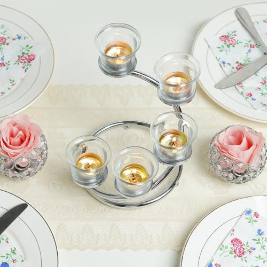 5-Piece Glass Tea Light Candle - Lighting Decoration Stand 评论和价格