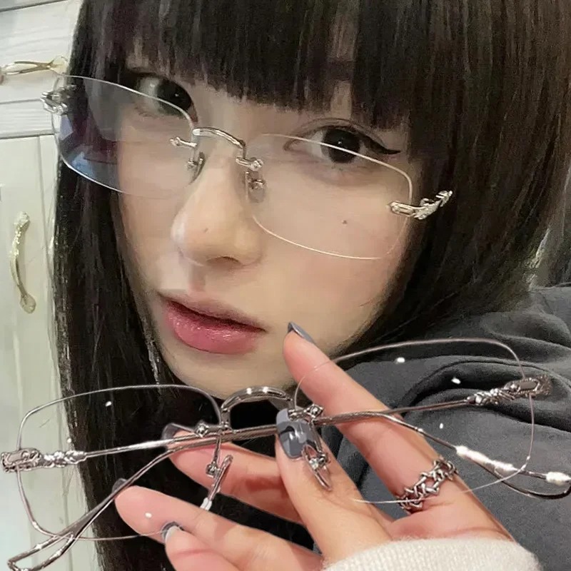 Square Rimless Eyeglasses Wome - Lighting Jockey 评论和价格