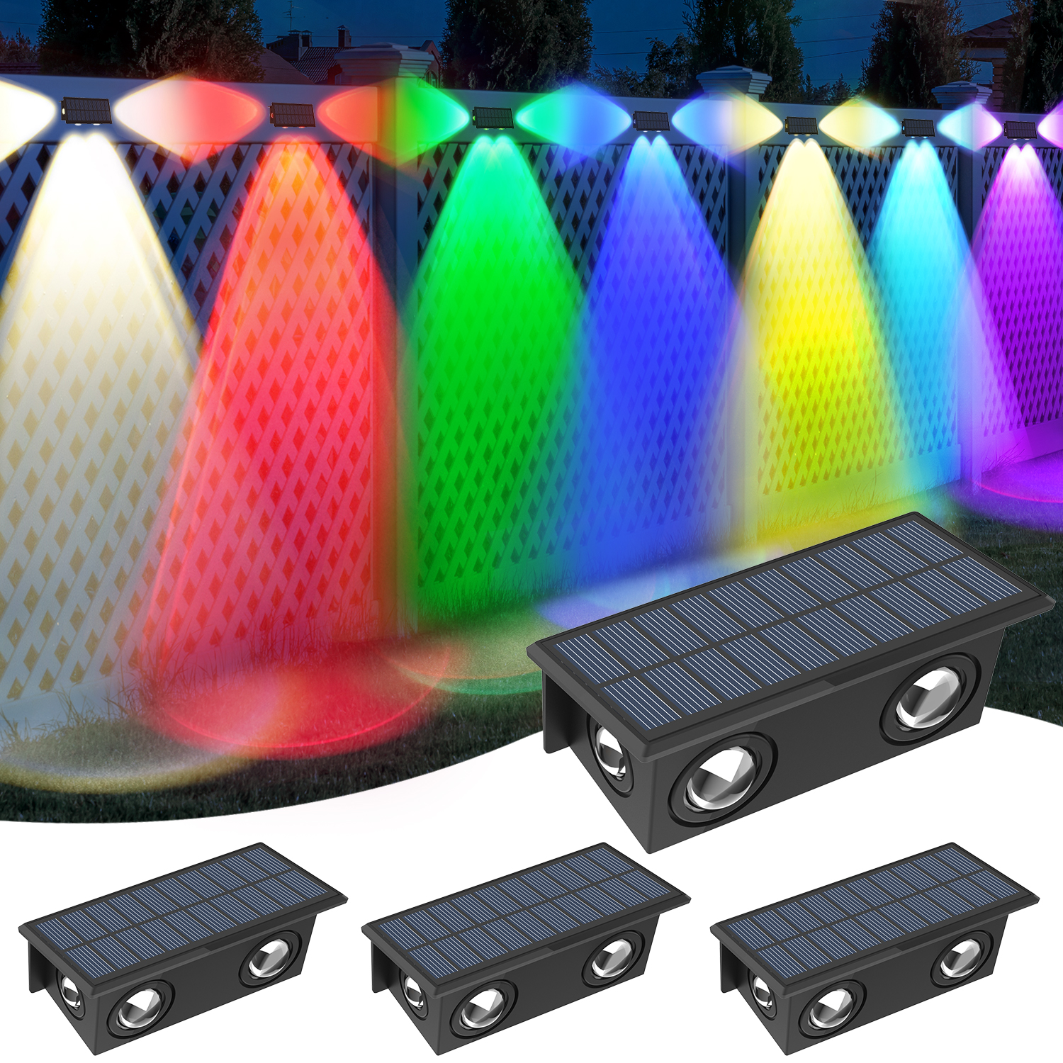 4PCS Solar Fence Light RGB Col - Lighting Decor Sunrise 评论和价格