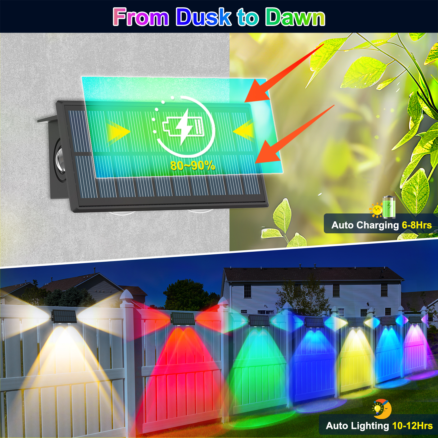 4PCS Solar Fence Light RGB Col - Lighting Decor Sunrise 评论和价格