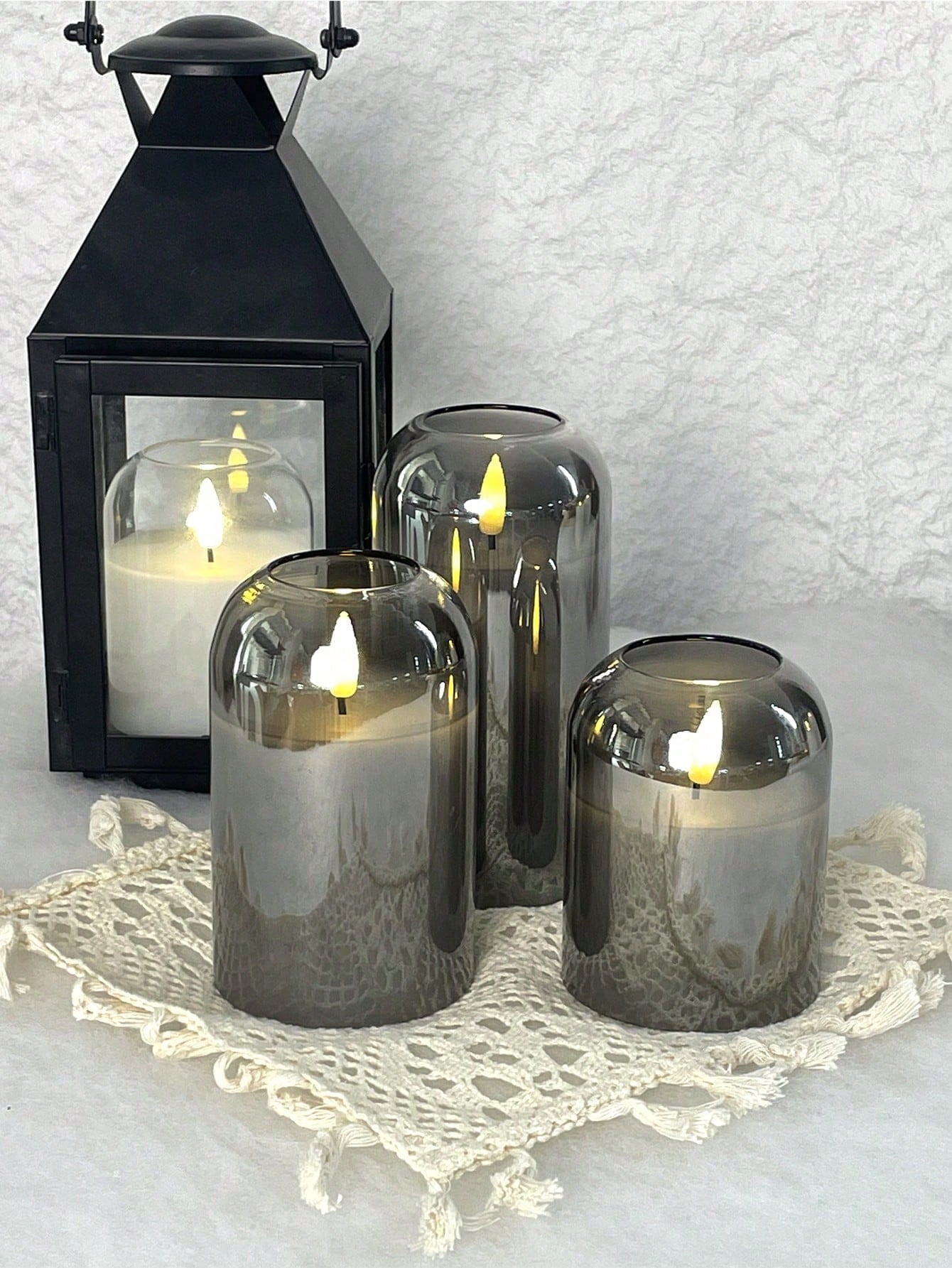 3 Pack Grey Flameless LED Cand - Lightings Decoration 评论和价格